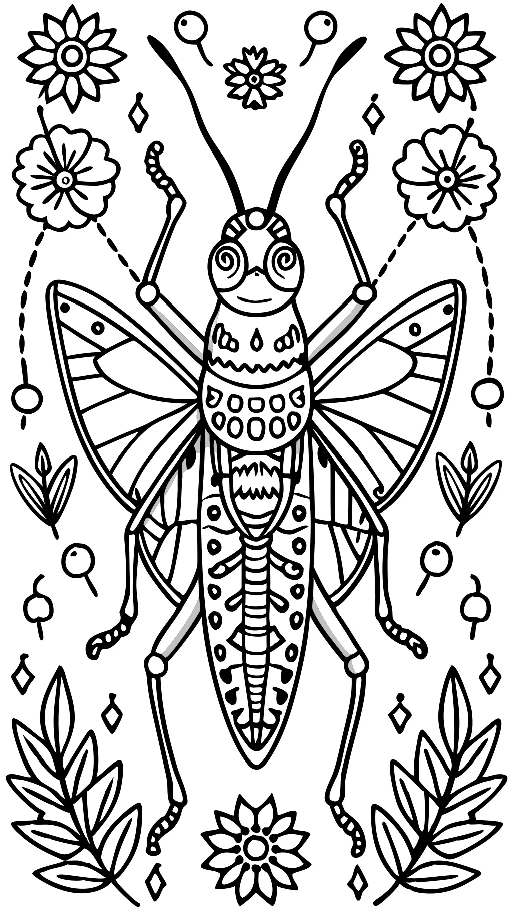 coloring page grasshopper